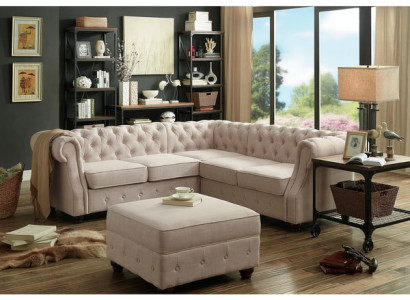 Chesterfield Couch Polstergarnitur Klasická textilní výzdoba rohová sedací souprava